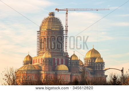 People's Salvation Cathedral (catedrala Mantuirii Neamului) Construction Site. Christian Orthodox Ca