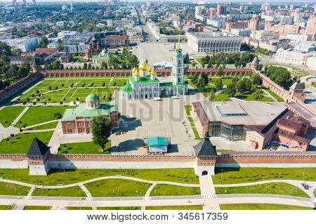 Panorama Of Tula City And Upa River Embankment, Kazanskaya Embankment And A Park In The Historical P