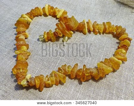 Beautiful Amber Beads. Gift Favorite. Amber Is A Fossil Resin, Solidified Juice Of Ancient Coniferou