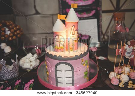 Perm/russia - June, 29, 2017:  Princesses And Knights Candy Bar. Delicious Sweet Buffet. A Beautiful