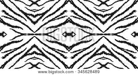 White Animal Zebra Leather Vector Seamless Pattern. Light Fur Crumpled Tiger Illustration. Acrylic A