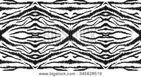 White Animal Zebra Leather Vector Seamless Pattern. Light Fur Crumpled Tiger Illustration. Acrylic A
