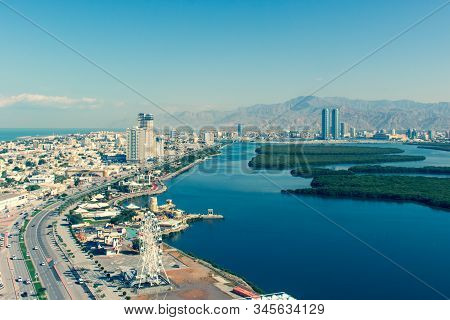Aerial View Of Ras Al Khaimah (aged View), United Arab Emirates North Of Dubai, Looking At The City,