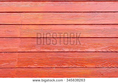 Old Red Wooden Wall With Horizontal Patterns Background