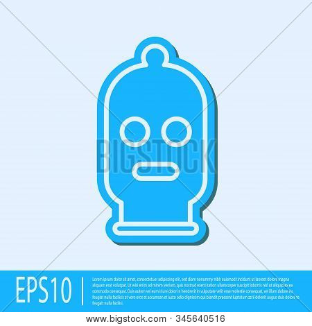 Blue Line Balaclava Icon Isolated On Grey Background. A Piece Of Clothing For Winter Sports Or A Mas