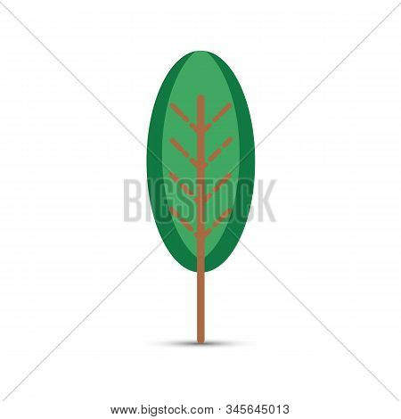 Tree On A White Background. Cartoon Element For Ecology Or Nature Logo. Vector. Illustration