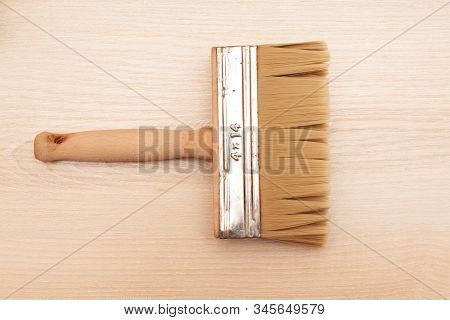Big Brush, Wide Close-up. Stock Photo Of A Construction Brush.