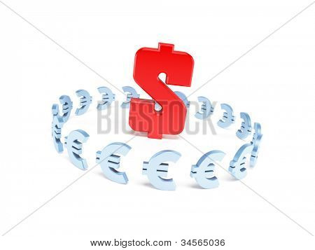 dollar dominans over euroen, 3d illustration