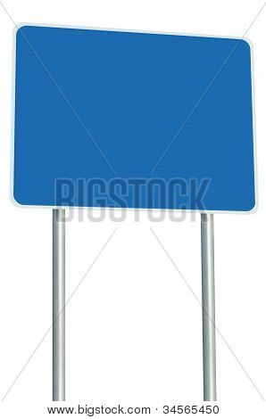 leere blaue StraÃŸenschild isoliert, groÃŸe Perspektive textfreiraum