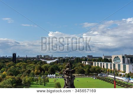 Berlin, Germany- September 28, 2019:panorama Of The City Of Berlin From The Roof Of The Bendestag Bu