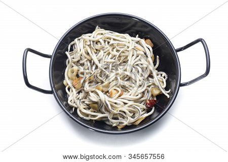 Sea Angulas With Garlic And Hot Chili Pepper, Typical Dish Of Northern Spain