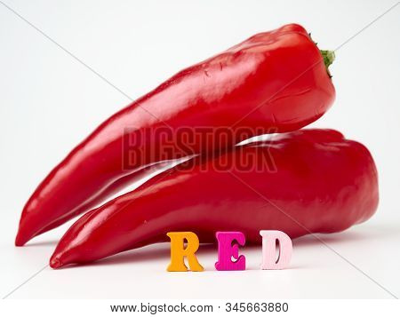 Red Sweet Pepper Of The Ramiro Variety On A White Background