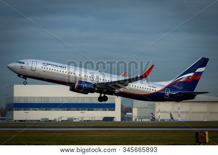 October 29, 2019, Moscow, Russia. Plane 
Boeing 737-800 Aeroflot - Russian Airlines At Sheremetyevo 