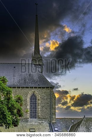 Ploermel, Brittany, France - May 30: Sunrise Over Chapel Of The Brothers Of La Mennais (chapelle Des