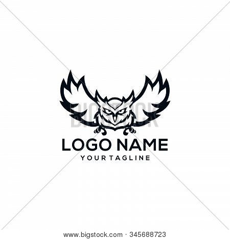 Owl With Wings Logo Design Vector Template