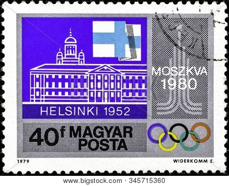 01 16 2020 Divnoe Stavropol Territory Russia Postage Stamp Hungary 1979 Pre-olympic Year 22nd Summer