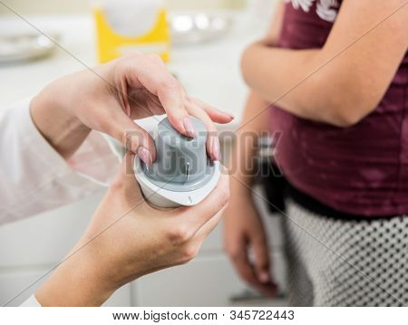 Medical Device For Glucose Check. Continuous Glucose Monitoring Pod. Modern Wireless Technology.