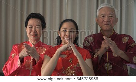 Chinese New Year Family Salute Etiquette Palm And Fist Gesture Bounding