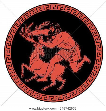 Ceryneian Hind. Cerynitis Or The Golden Hind. 12 Labours Of Hercules Heracles. Myths Of Ancient Gree