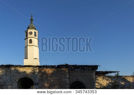 Belgrade, Serbia - August 12, 2019: Clock Tower (sahat Tower) At Belgrade Fortress And Kalemegdan Pa