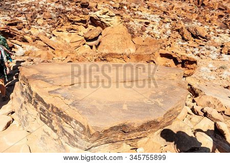 Detail Of The Prehistoric Rock Paintings Of The San People In Western Namibia, Near Twyfelfontein.