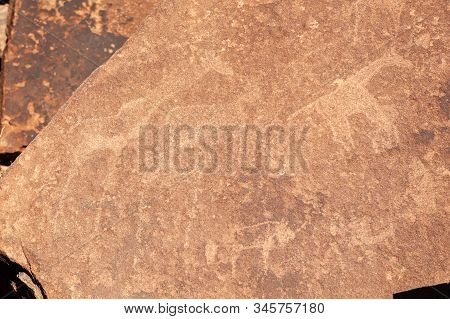 Detail Of The Prehistoric Rock Paintings Of The San People In Western Namibia, Near Twyfelfontein.
