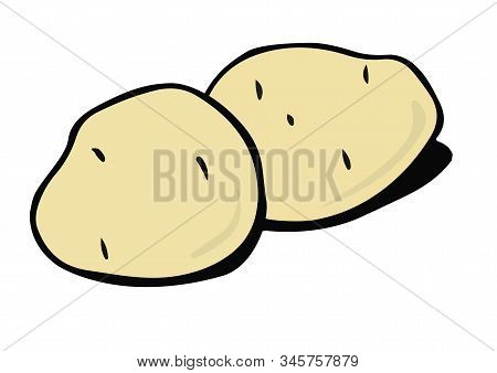 Two Yellow Unpeeled Potatoes. Pop-art. Retro Style. Vector Illustration