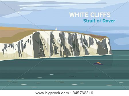The White Cliffs Of Dover, Part Of The North Downs Formation, English Coastline, Strait Of Dover, Ve