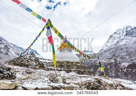 Buddhist Stupa In Pangboche. Sagarmatha National Park, Nepal
