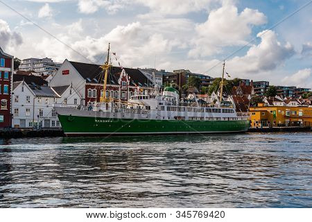 Editorial 09.02.2019 Stavanger Norway The Old Ship Sandnes Moored At The Quay On A Bright Day
