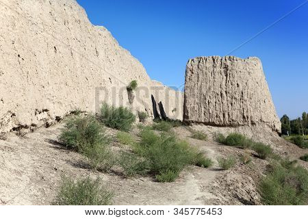 Wall Of Ancient Fortress Of Khorezm On The Kyzylkum Desert, Uzbekistan