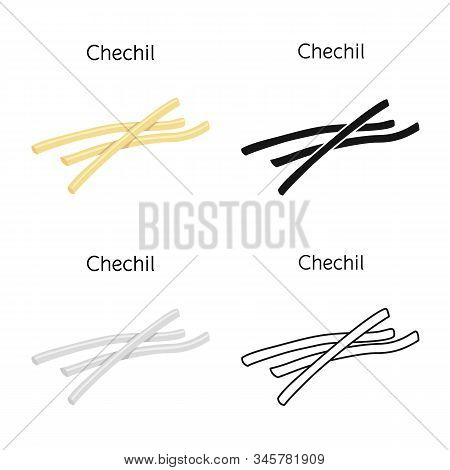 Isolated Object Of Chechil And Cheese Logo. Graphic Of Chechil And Meal Stock Vector Illustration.