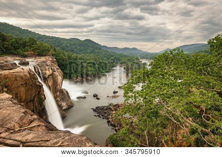 Top view of the Athirappilly waterfalls in Kerala, India