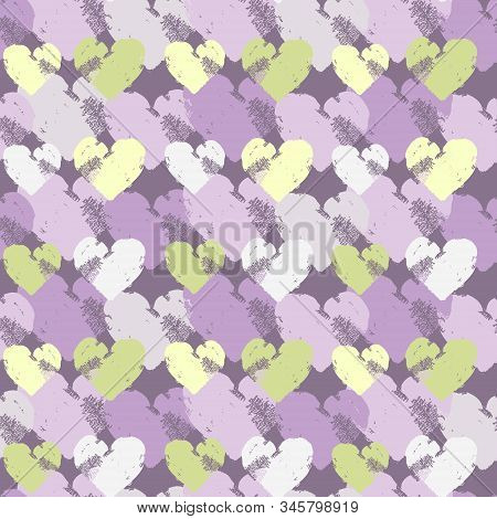 Hand Paint Acrylic Doodle Seamless Pattern With Hearts