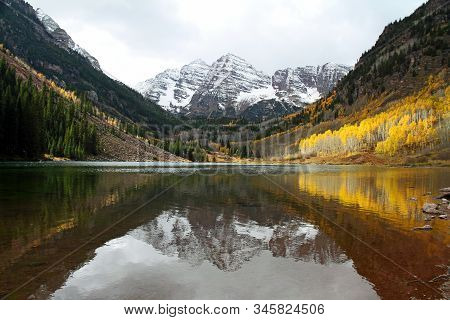 Maroon Bells In Apsen, Co During The Fall