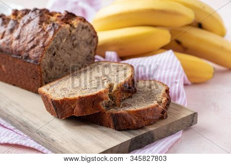 Sliced Banana Bread With A Walnuts Nuts