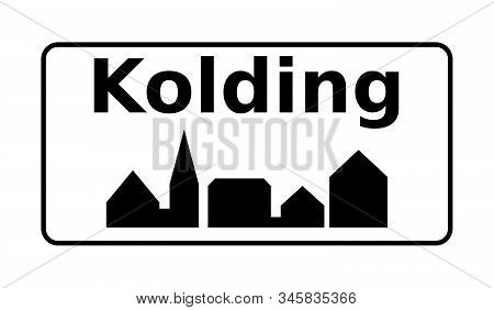 Kolding City Road Sign In Denmark With A White Background