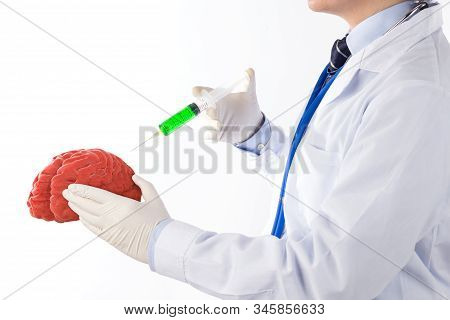 Doctor Drug Injected On Brain , Concept Brain Disease