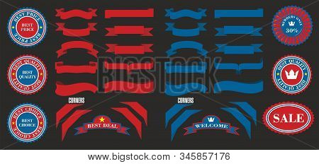 Vector Illustration. Design Template Of Ribbons, Badges And Symbols