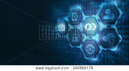 Crypto-currency,  Bitcoin Internet Virtual Money. Currency Technology Business Internet Concept.
