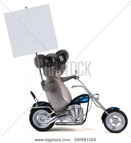 Fun cartoon Koala on a motorbicycle