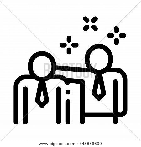 Man Pat Shoulder Icon Vector. Outline Man Pat Shoulder Sign. Isolated Contour Symbol Illustration