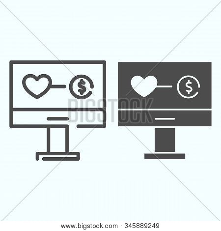 Online Donation Line And Solid Icon. Online Transfering Vector Illustration Isolated On White. Web S