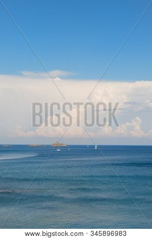 Landscape French island Giraglia with lighthouse near Corse