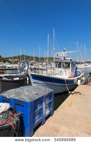 Village with harbor Macinaggio on French island Corsica