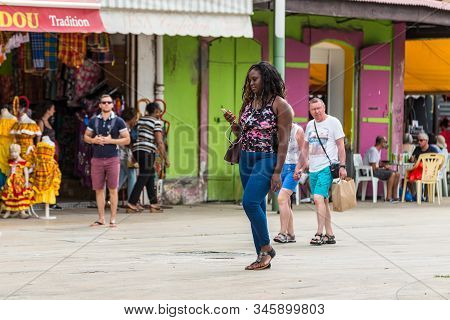 Pointe-a-pitre, Guadeloupe - December 14, 2018: Pedestrians On The Streets Of The Pointe-a-pitre Cit