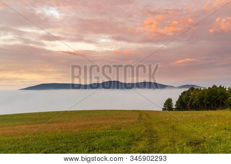 Morning fog under Vihorlat, Slovakia