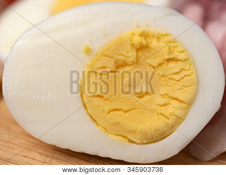 Hard Boiled Egg Cut In Half. Beautiful Macro Shot.