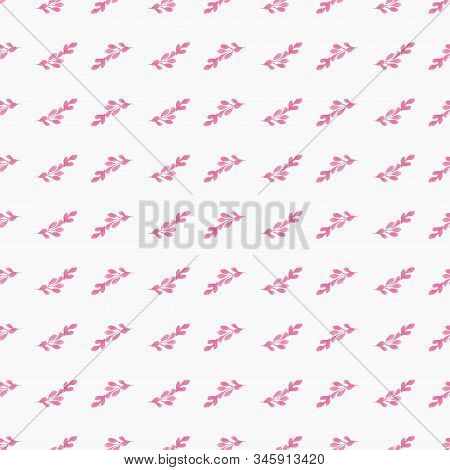 Watercolor Seamless Pattern Of Pink Branches On A White Background.