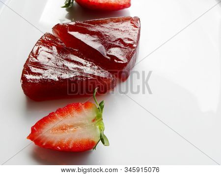 Strawberry Marmalade On A White Background Close-up